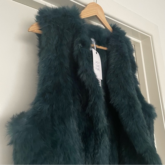 Ethical Lady Luxe Fur Vest 🖤NWT🖤Green - Picture 3 of 16